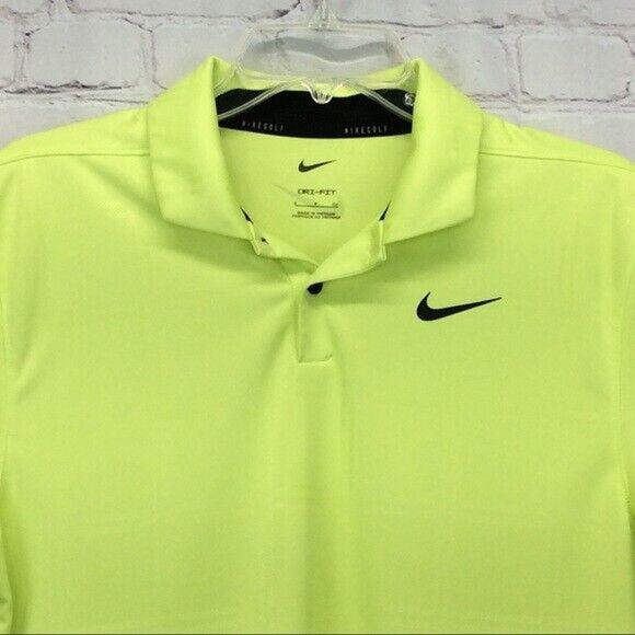 Nike Golf Polo Men’s Sz S Dri-Fit Sport Athleisure Swoosh Neon Yellow Windowpane - Picture 6 of 8